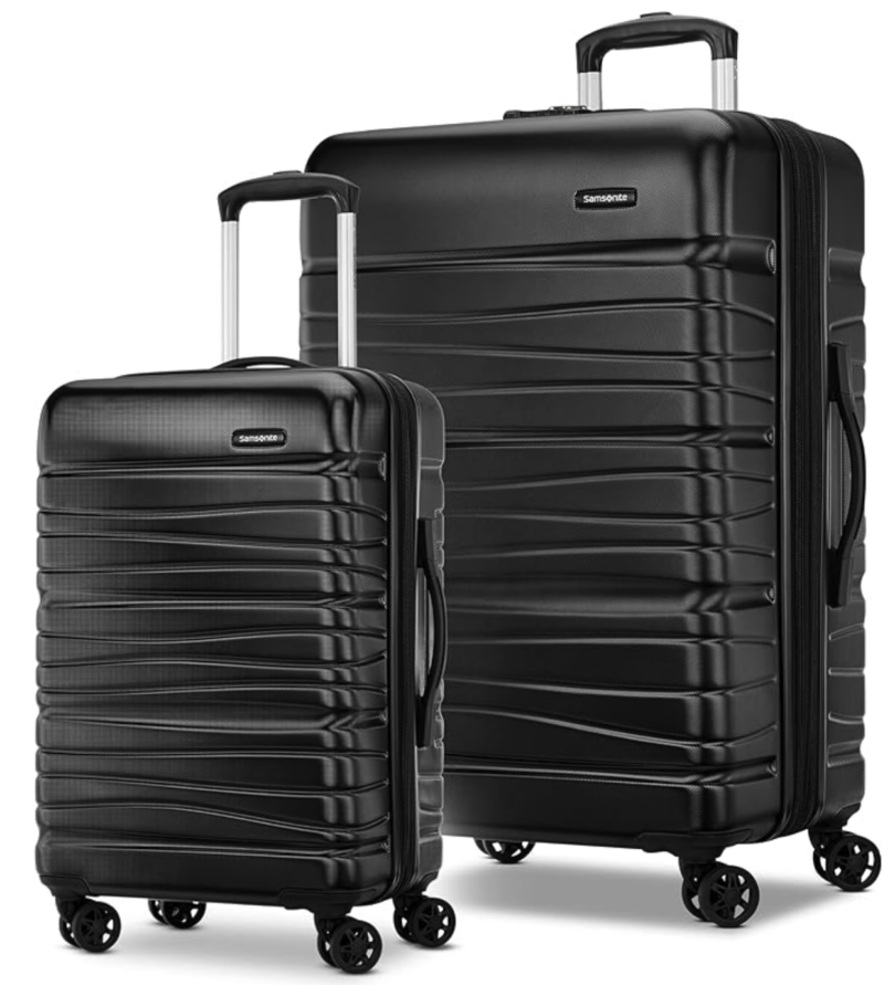 a pair of black luggage